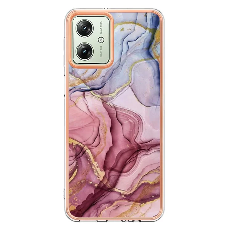 YB IMD Series-16 Style-E per Motorola Moto G54 5G Case Marble Electroplated Design 2.0mm TPU Cover - Rose Gold