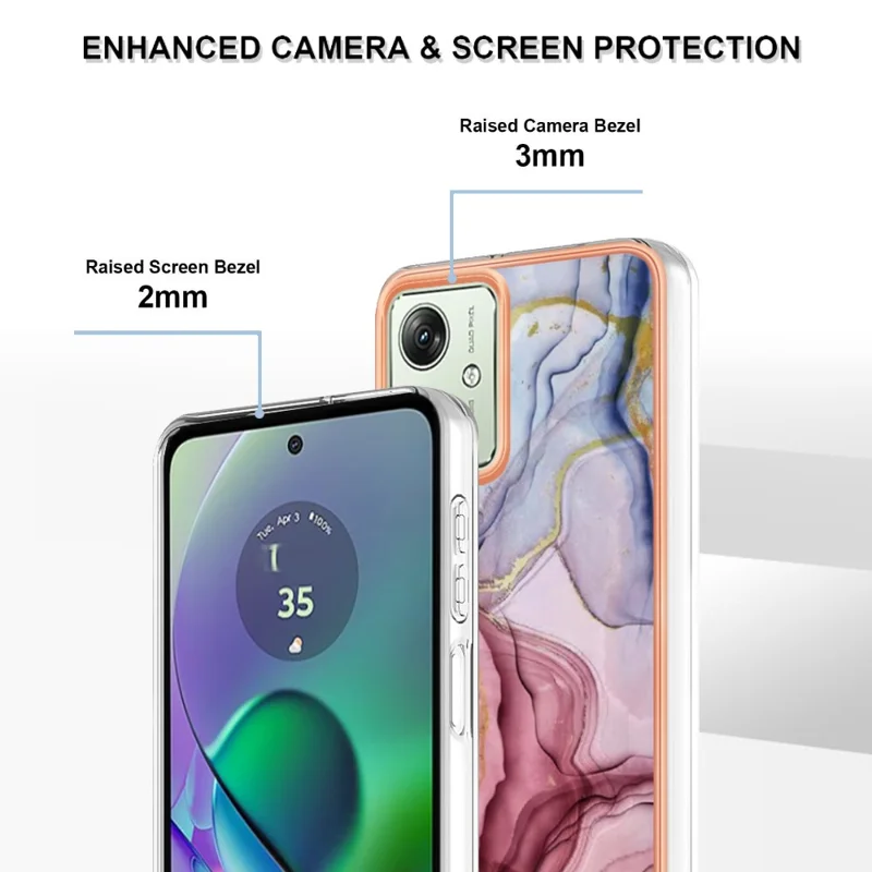 YB IMD Series-16 Style-E per Motorola Moto G54 5G Case Marble Electroplated Design 2.0mm TPU Cover - Rose Gold