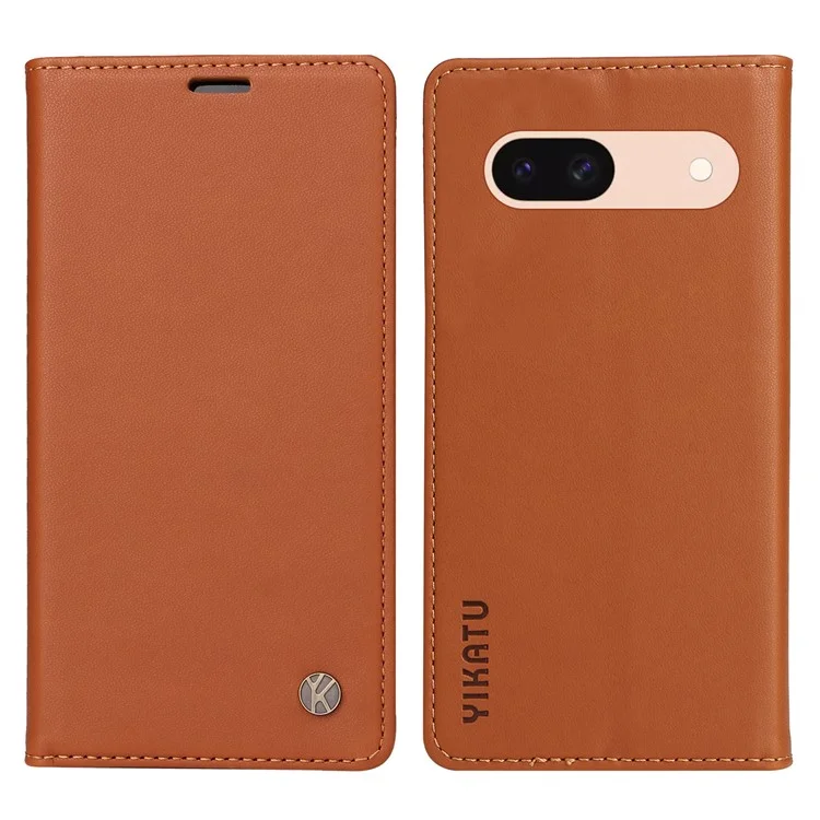 YIKATU YK-001 Capa Estilo Carteira de Couro para Google Pixel 8a - Marrom