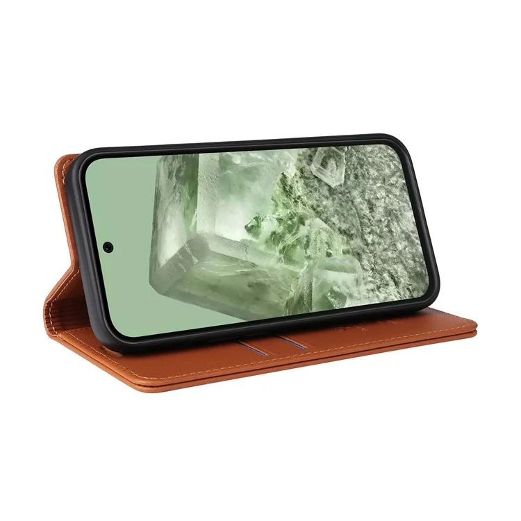 YIKATU YK-001 Capa Estilo Carteira de Couro para Google Pixel 8a - Marrom