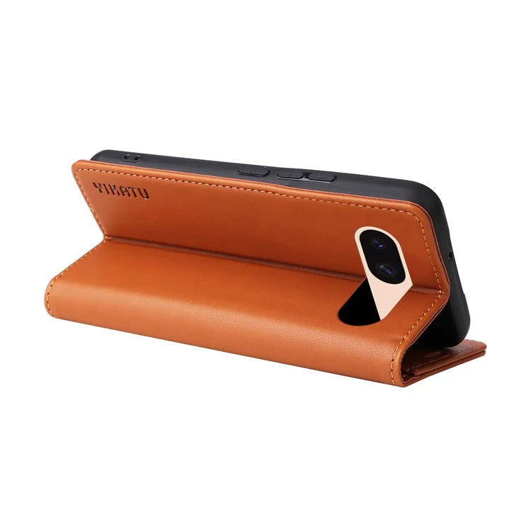 YIKATU YK-001 Capa Estilo Carteira de Couro para Google Pixel 8a - Marrom