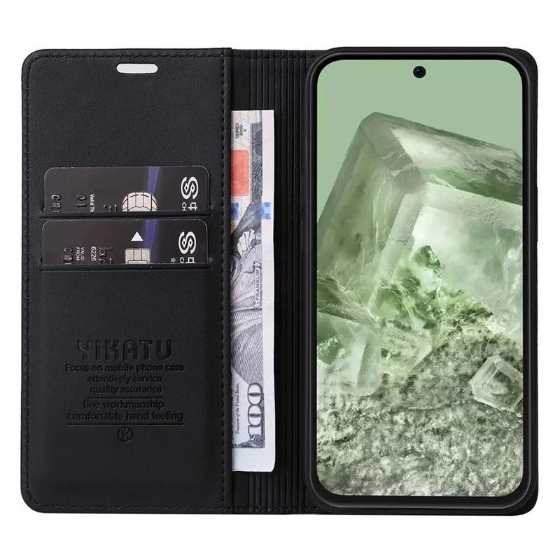 YIKATU YK-001 For Google Pixel 8a Case Book Style Leather Wallet Phone Cover - Black
