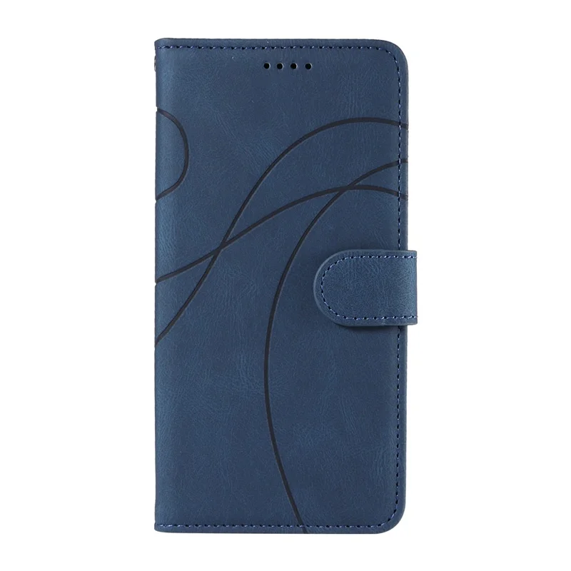 For Google Pixel 8a Phone Case Stand Leather Phone Cover with Imprinted Line Design - Blue