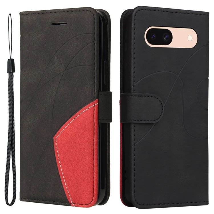 KT Leather Series-1 Für Google Pixel 8a Case Anti-Scratch Shell Wallet Stand Telefonhülle - Schwarz