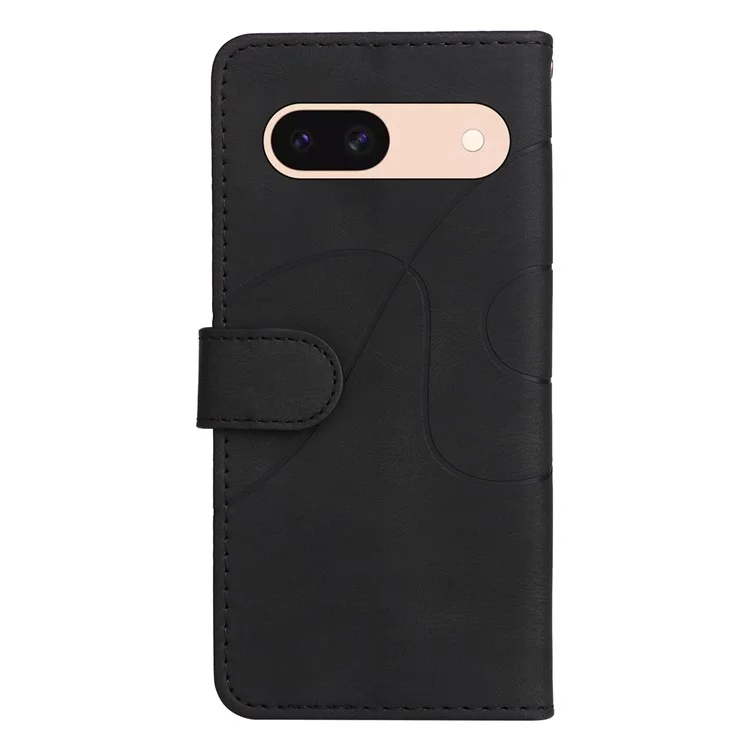 KT Leather Series-1 Für Google Pixel 8a Case Anti-Scratch Shell Wallet Stand Telefonhülle - Schwarz