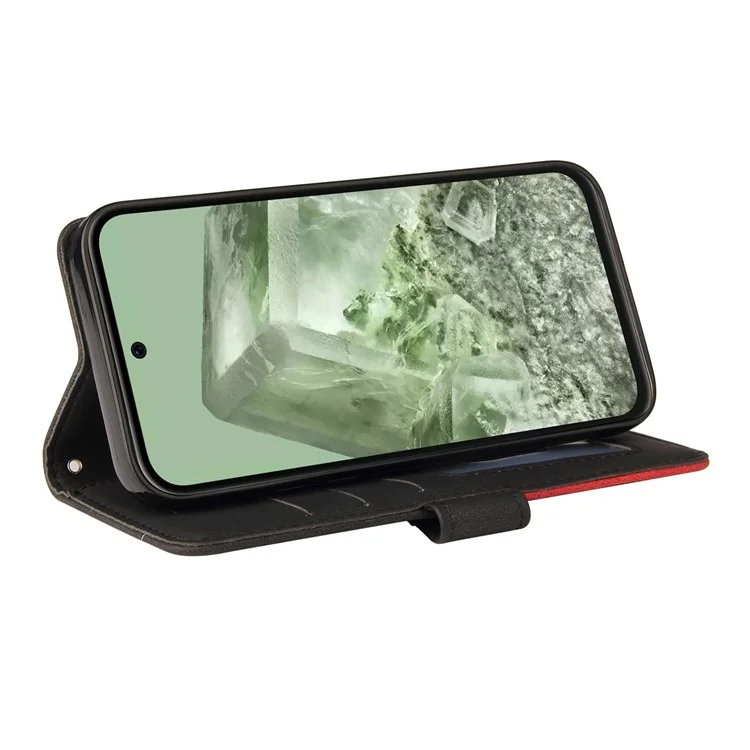 KT Leather Series-1 Für Google Pixel 8a Case Anti-Scratch Shell Wallet Stand Telefonhülle - Schwarz