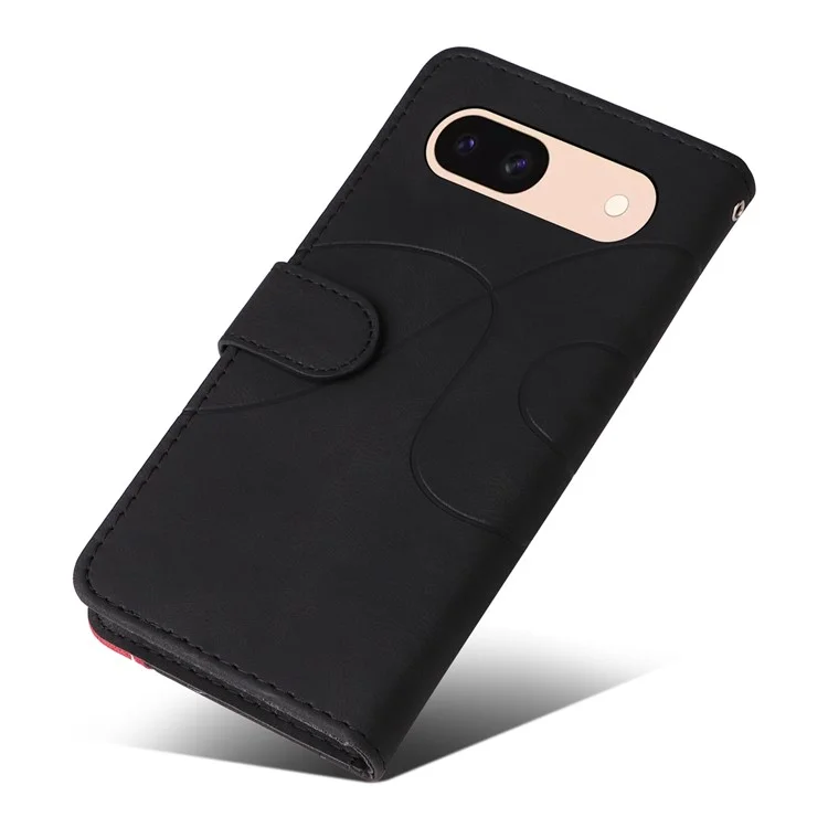 KT Leather Series-1 Für Google Pixel 8a Case Anti-Scratch Shell Wallet Stand Telefonhülle - Schwarz