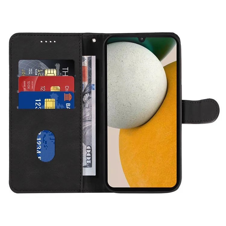 For Samsung Galaxy A15 5G Case Wallet Imprinted Line Leather Phone Cover - Black