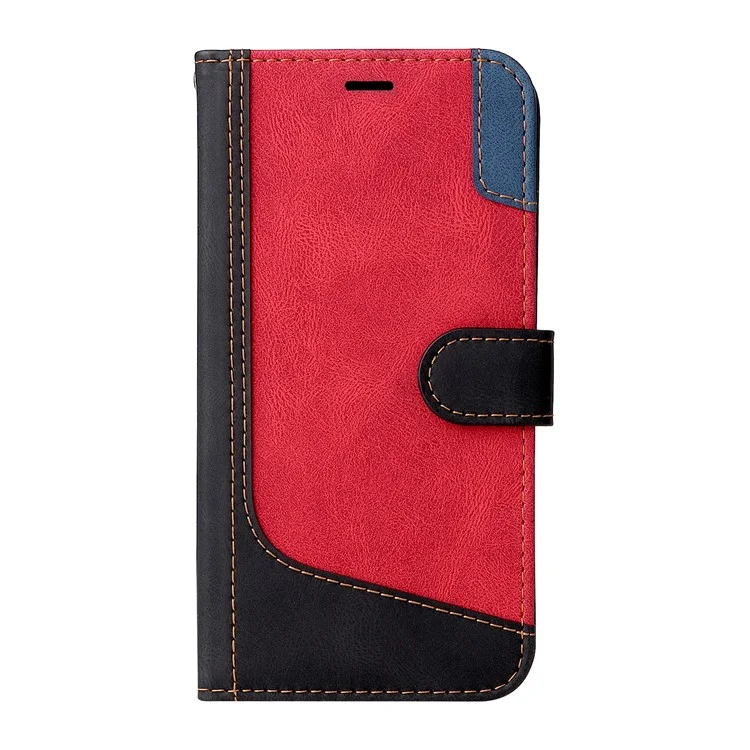 Para Samsung Galaxy A15 5G Case Three-color Splicing Wallet Stand Phone Cover with Strap - Preto