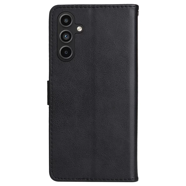 KT Leather Series-2 für Samsung Galaxy A15 5G Hülle Einfarbiges Leder Flip Telefonabdeckung - Schwarz