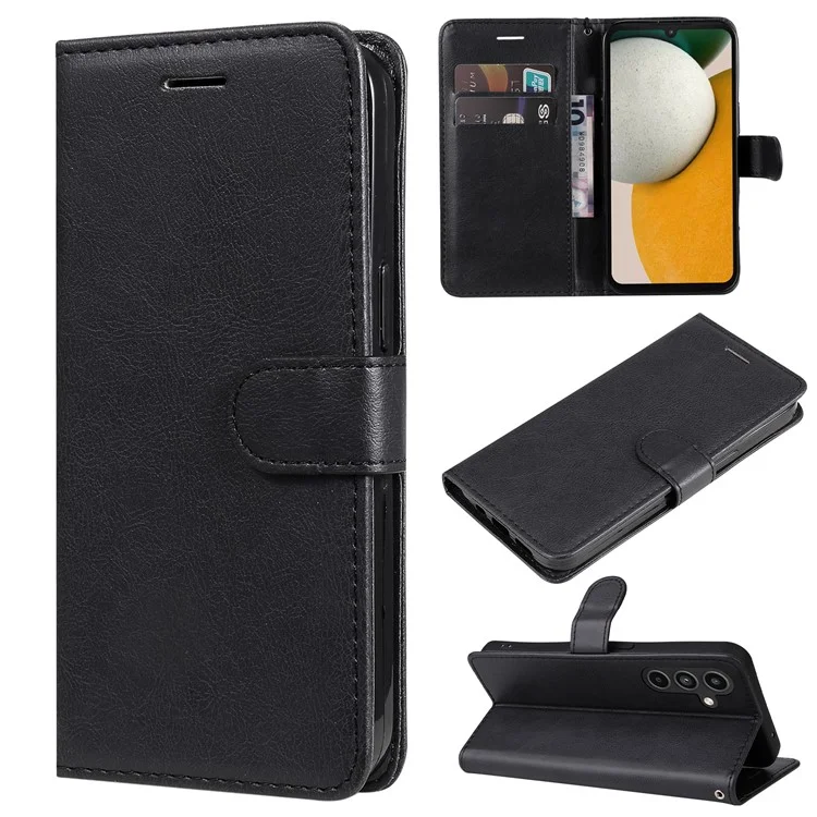 KT Leather Series-2 für Samsung Galaxy A15 5G Hülle Einfarbiges Leder Flip Telefonabdeckung - Schwarz
