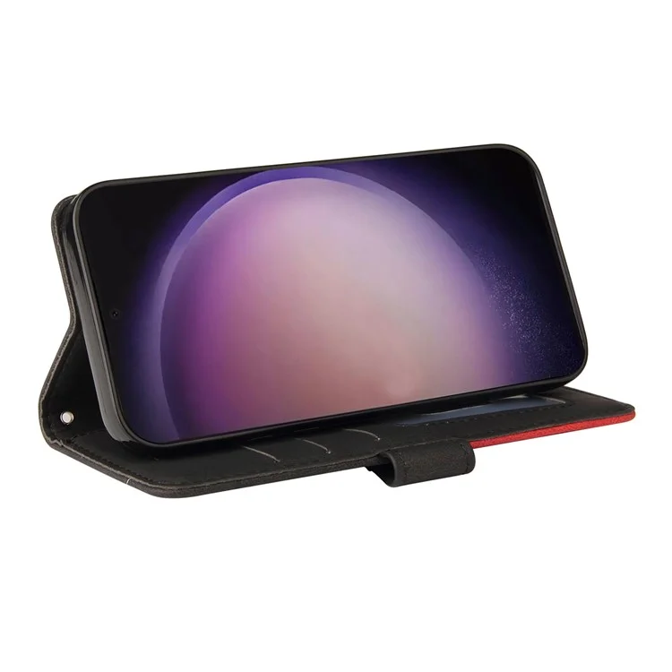 KT Leather Series-1 Custodia Portafoglio per Samsung Galaxy S24 Ultra, Custodia in Pelle PU Splicing - Nero