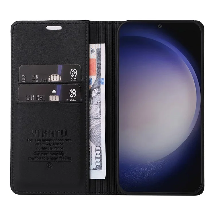 YIKATU YK-001 Pour Samsung Galaxy S25+ / S24+ Étui magnétique à fermeture automatique en cuir - Noir