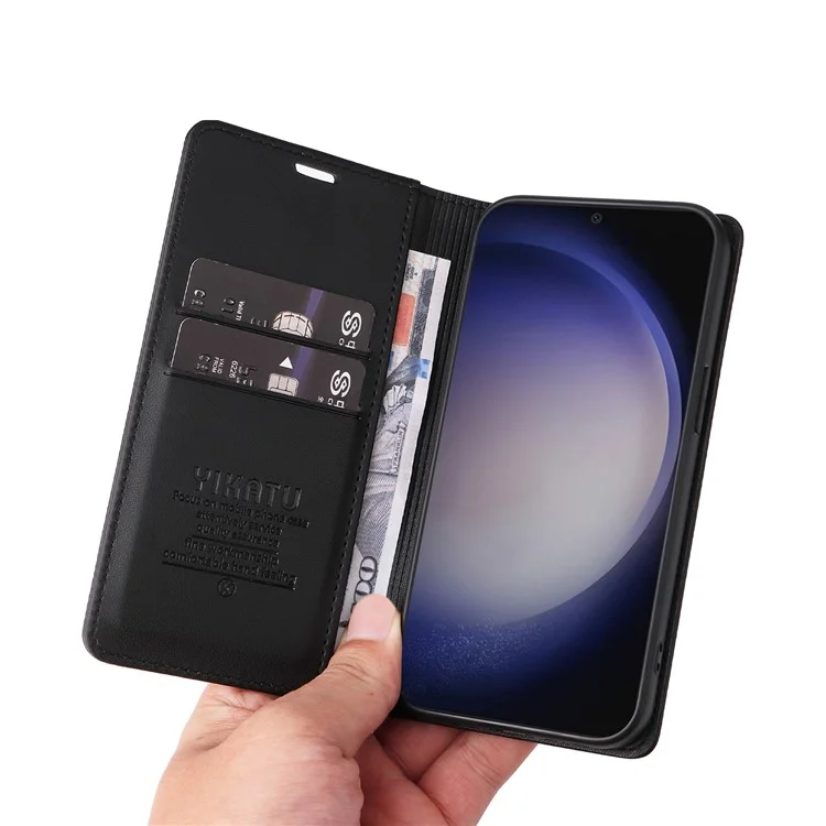 YIKATU YK-001 Pour Samsung Galaxy S25+ / S24+ Étui magnétique à fermeture automatique en cuir - Noir