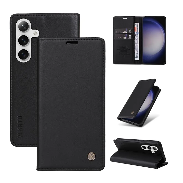 YIKATU YK-001 Pour Samsung Galaxy S25+ / S24+ Étui magnétique à fermeture automatique en cuir - Noir