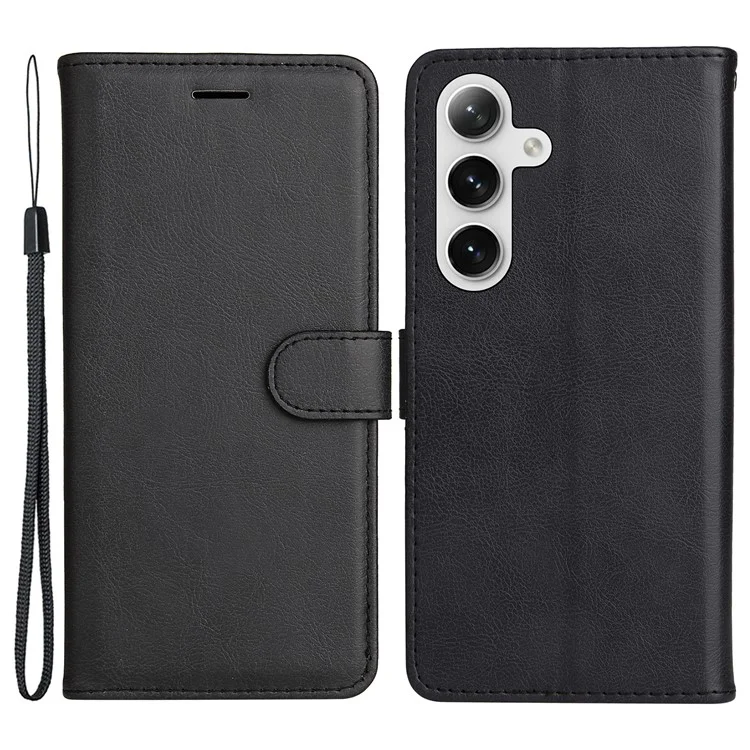 KT Leather Series-2 Per Samsung Galaxy S25+ / S24+ Case Colore Solido Custodia in Pelle per Telefono Portafoglio - Nero