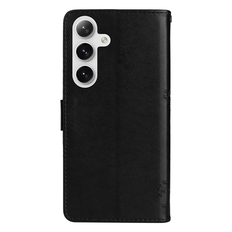 KT Impression de Flower Series-3 Pour Samsung Galaxy S24 + Cournal Imprestement Cavet de Papille de Chat Impreste - Noir