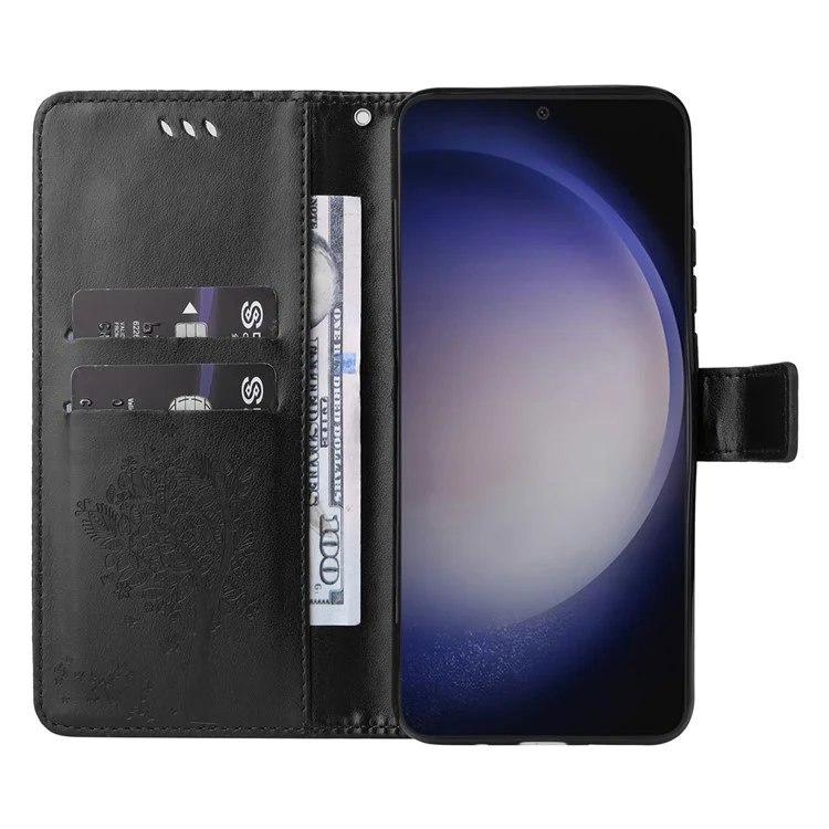 KT Impression de Flower Series-3 Pour Samsung Galaxy S24 + Cournal Imprestement Cavet de Papille de Chat Impreste - Noir