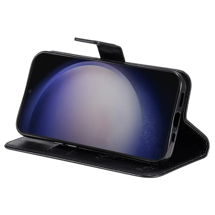 KT Impression de Flower Series-3 Pour Samsung Galaxy S24 + Cournal Imprestement Cavet de Papille de Chat Impreste - Noir