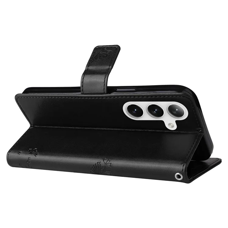KT Impression de Flower Series-3 Pour Samsung Galaxy S24 + Cournal Imprestement Cavet de Papille de Chat Impreste - Noir