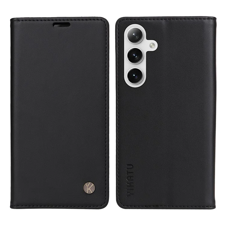 YIKATU YK-001 pour Samsung Galaxy S25 / S24 Étui en cuir PU magnétique Portefeuille Étui de téléphone - Noir
