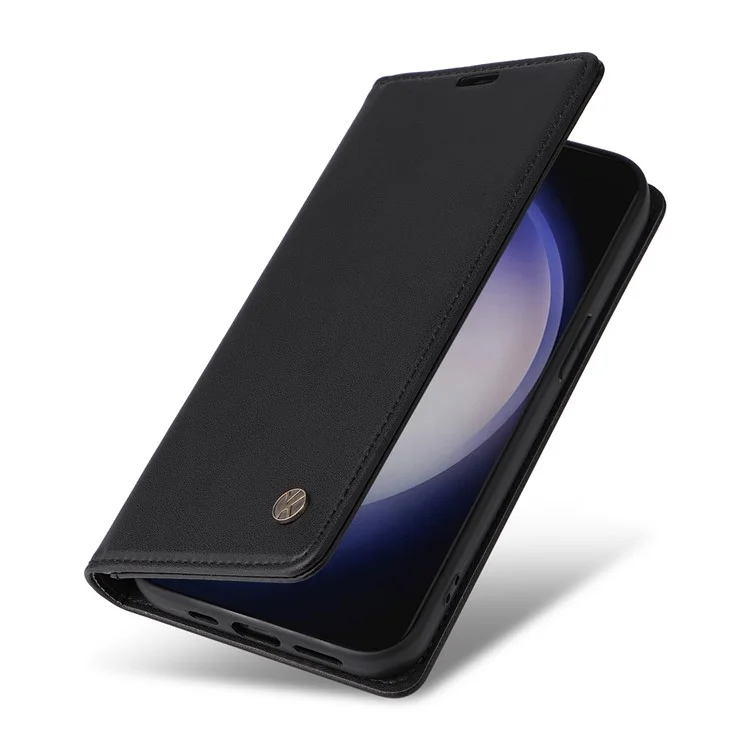 YIKATU YK-001 pour Samsung Galaxy S25 / S24 Étui en cuir PU magnétique Portefeuille Étui de téléphone - Noir