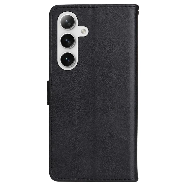 Кожаный чехол KT Series-2 для Samsung Galaxy S25 / S24, откидная крышка, однотонный дизайн - черный