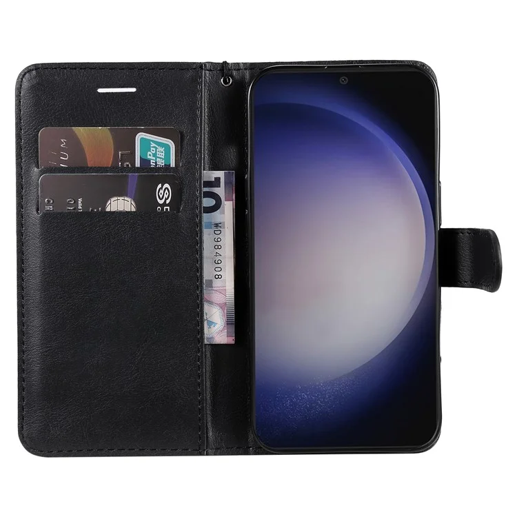 Кожаный чехол KT Series-2 для Samsung Galaxy S25 / S24, откидная крышка, однотонный дизайн - черный