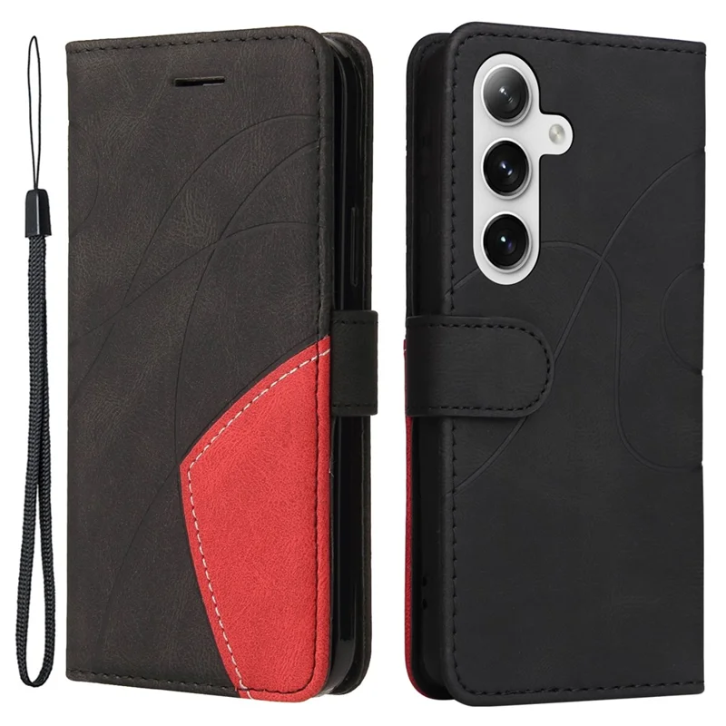 KT Leather Series-1 для Samsung Galaxy S25 / S24 Чехол-кошелек из искусственной кожи с комбинированным дизайном - Черный