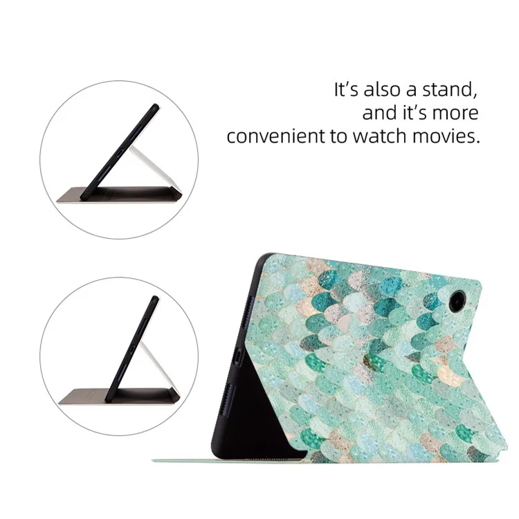 Per Samsung Galaxy Tab A9 Smart Cover PU Leather Pattern Stand Tablet Case - Summer Mermaid