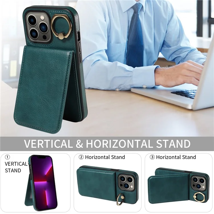 004 Para Iphone 13 Pro Case Resistente a Couro Pu+tpu Tampa - Verde