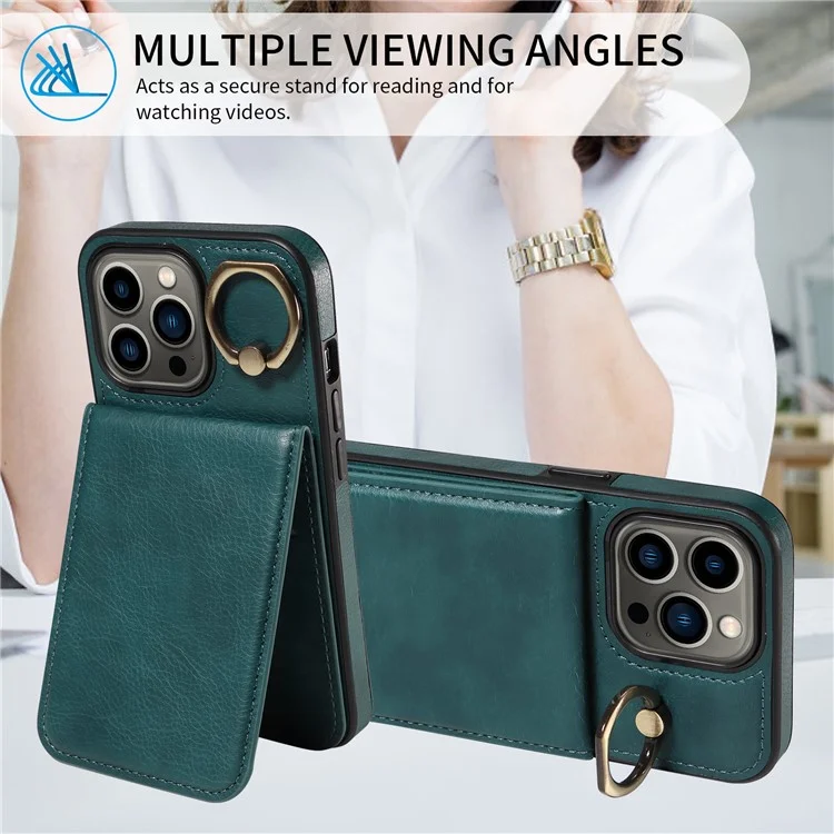 004 Para Iphone 13 Pro Case Resistente a Couro Pu+tpu Tampa - Verde