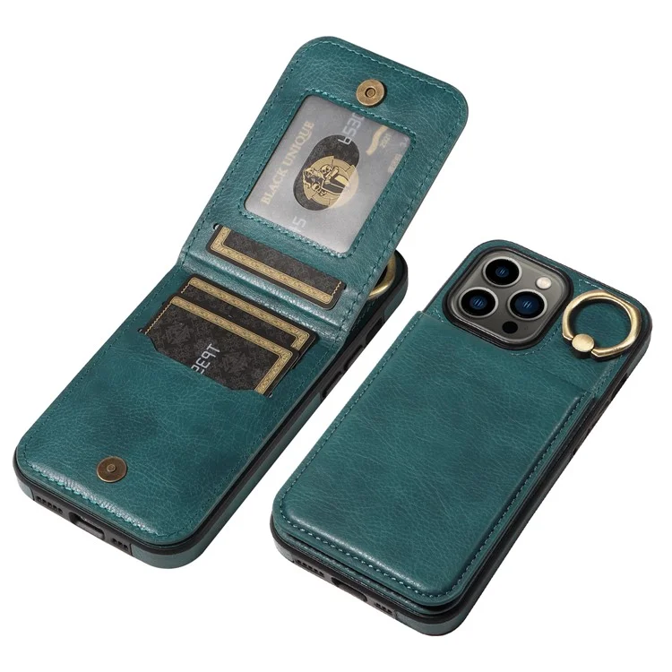 004 Para Iphone 13 Pro Case Resistente a Couro Pu+tpu Tampa - Verde