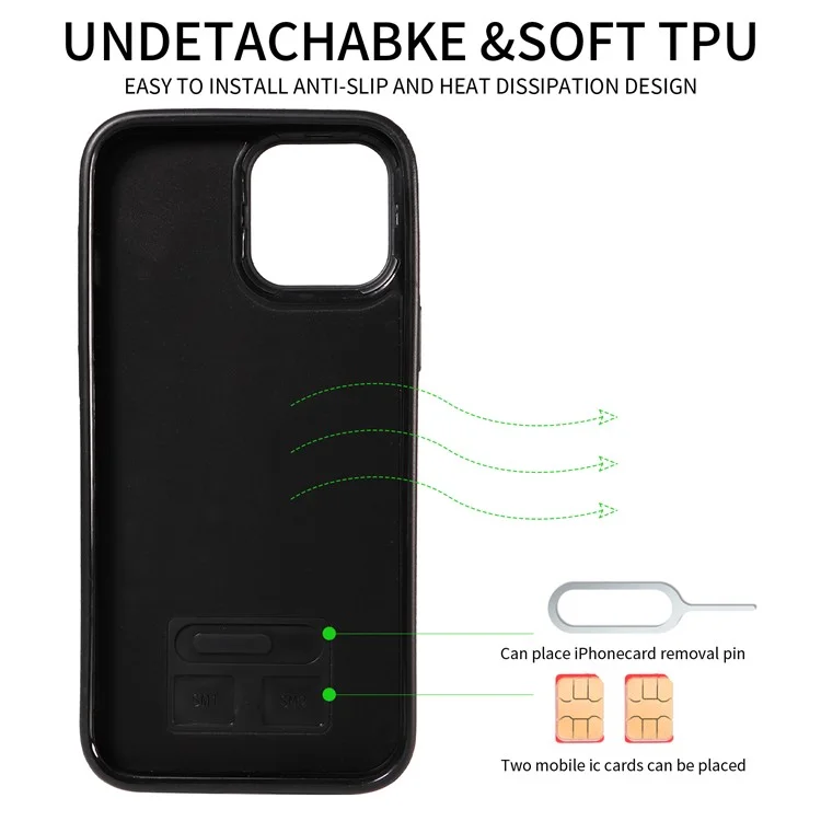 004 Para Iphone 13 Pro Case Resistente a Couro Pu+tpu Tampa - Verde