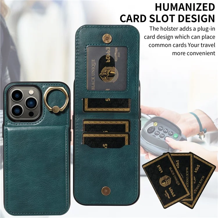 004 Para Iphone 13 Pro Case Resistente a Couro Pu+tpu Tampa - Verde