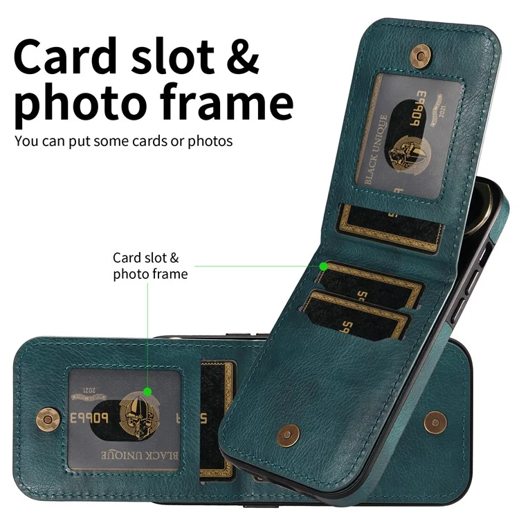 004 Para Iphone 13 Pro Case Resistente a Couro Pu+tpu Tampa - Verde