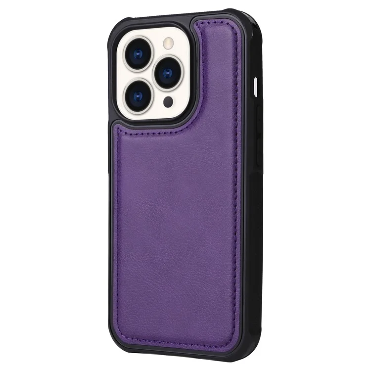 KT Multi-functional Series-4 für iPhone 15 Pro Case Slim-Fit Reißverschluss Lederbrieftasche Stand Telefonabdeckung - Lila
