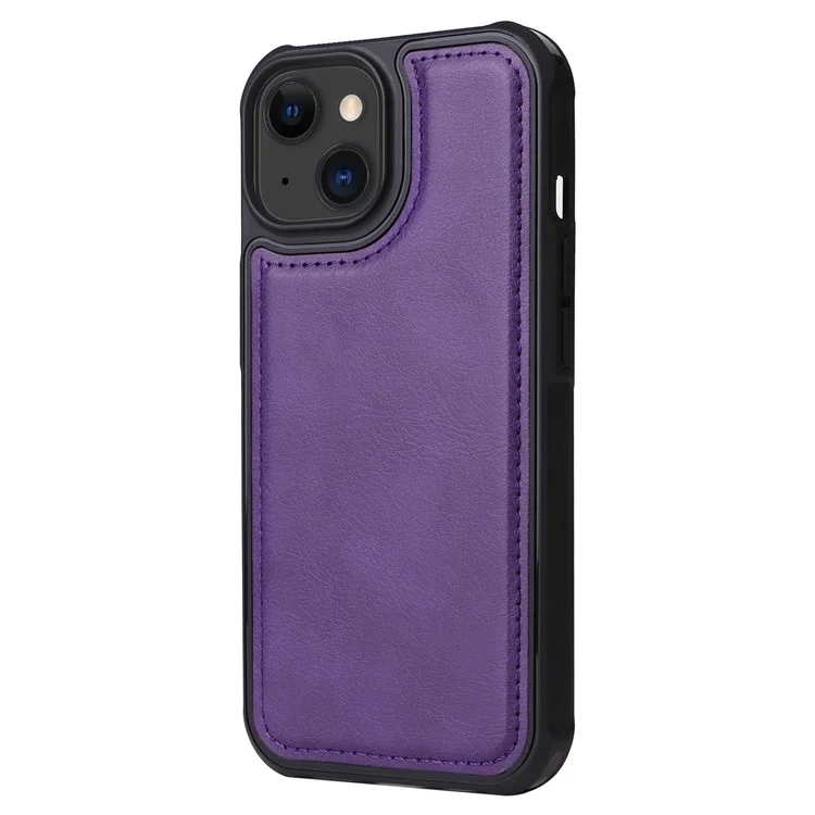 Кожаный чехол-кошелек для телефона KT серии Multi-functional-4 для iPhone 15, с функцией подставки и застежкой-молнией - фиолетовый