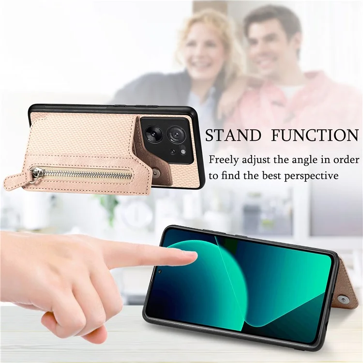 C1-04 Para Xiaomi 13T / 13T Pro / Redmi K60 Ultra Funda Cartera de Teléfono con Soporte Plegable PU+PC+TPU Funda Protectora - Negro