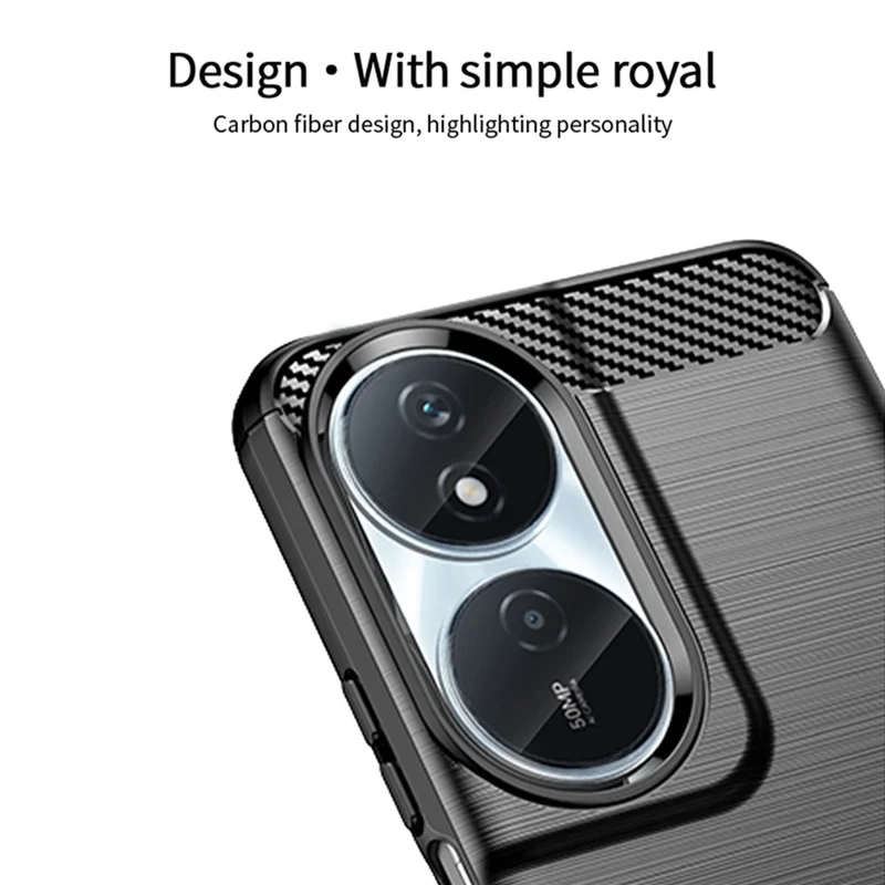 MOFI JK Serie TPU-1 para Honor Play 50 Plus 5G Funda Delgada de Textura de Fibra de Carbono Cubierta de Teléfono de TPU - Negro