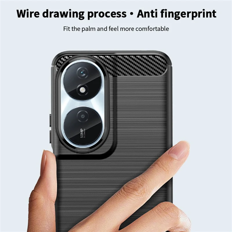 MOFI JK Serie TPU-1 para Honor Play 50 Plus 5G Funda Delgada de Textura de Fibra de Carbono Cubierta de Teléfono de TPU - Negro