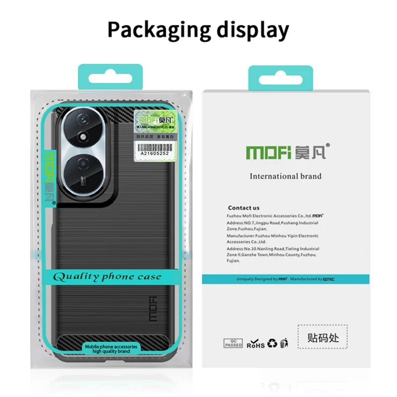 MOFI JK Serie TPU-1 para Honor Play 50 Plus 5G Funda Delgada de Textura de Fibra de Carbono Cubierta de Teléfono de TPU - Negro