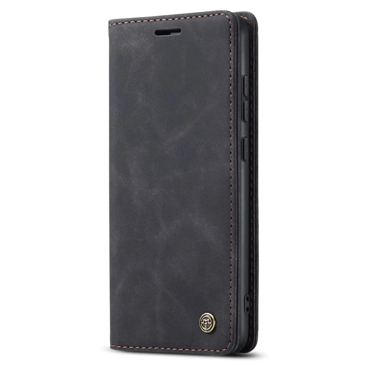 CASEME 013 Series For Samsung Galaxy S23 FE Case PU Leather Stand Folio Phone Cover - Black