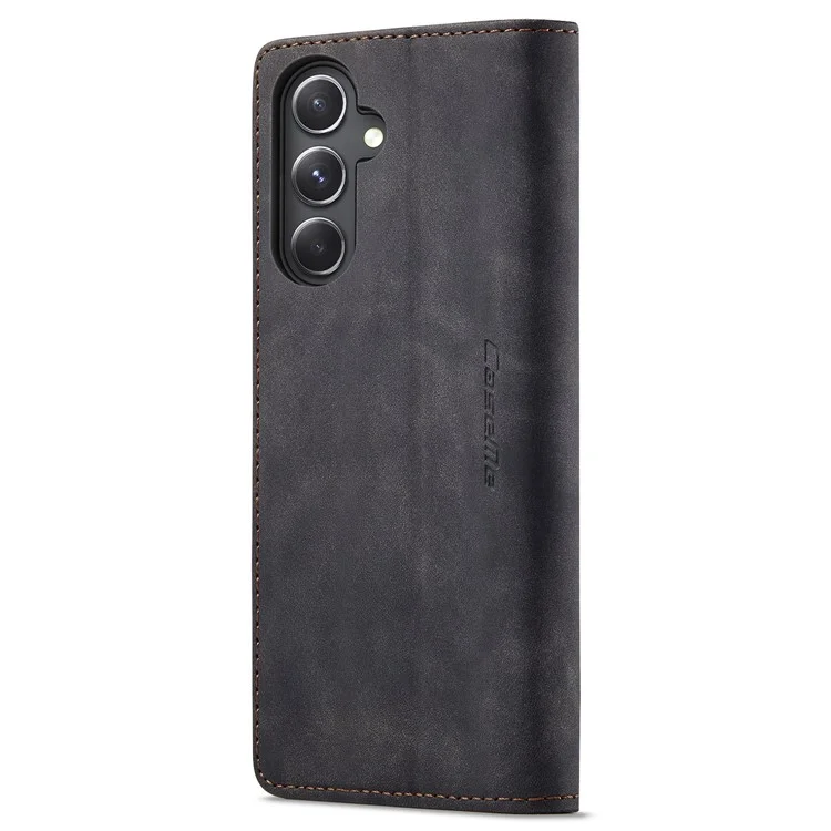 CASEME 013 Series For Samsung Galaxy S23 FE Case PU Leather Stand Folio Phone Cover - Black