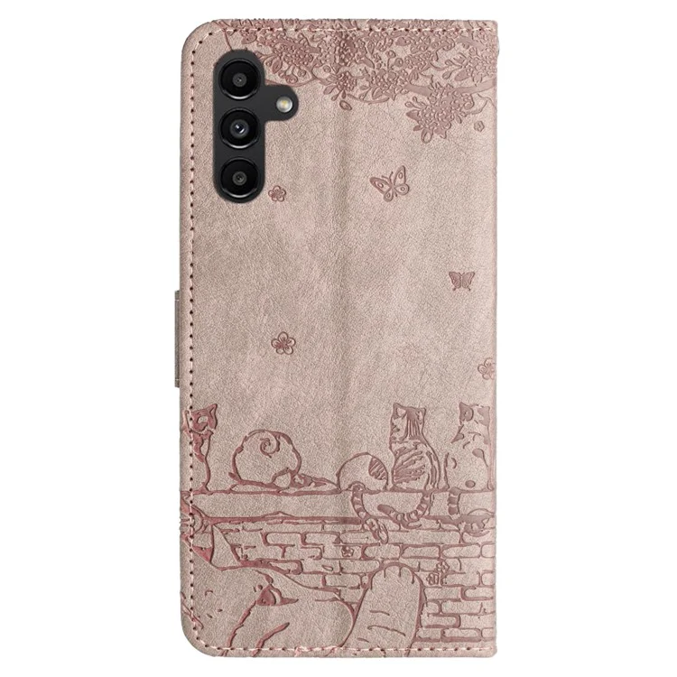 Чехол-кошелек для Samsung Galaxy S23 FE с тиснением, из искусственной кожи, со шнурком - дымчато-фиолетовый