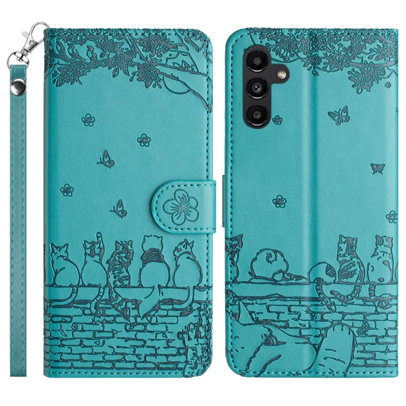 Til Samsung Galaxy S25+ / S24+ Taske Modstændig Mod ridser Telefonbeskyttelse i PU-læder med Wallet og Snor - Blå