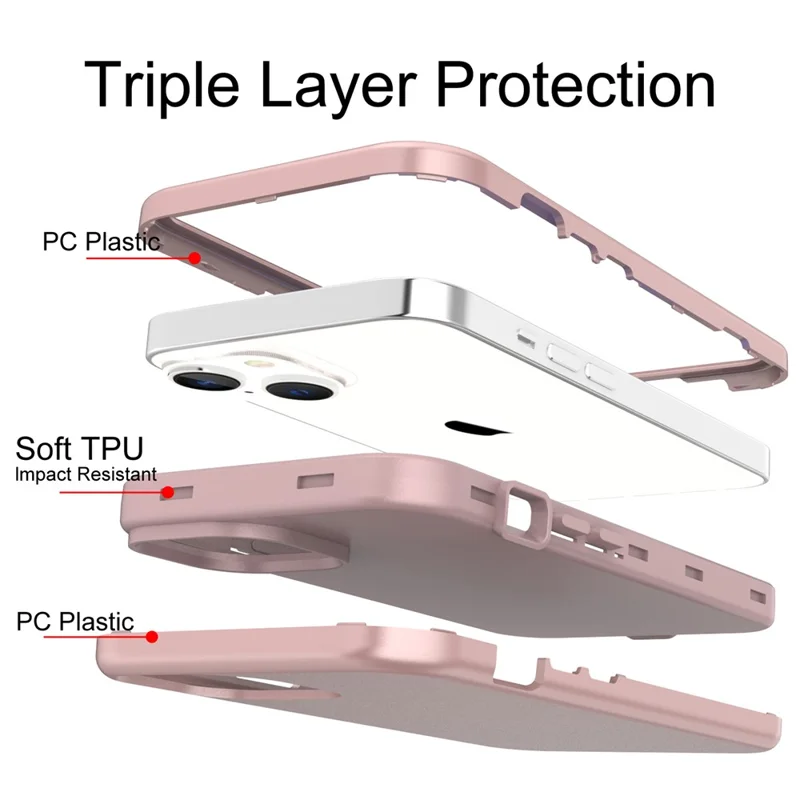 GW03 Für Iphone 15 Hülle Rubberized TPU + PC Anti-fingerabdruck-telefonabdeckung - Roségold