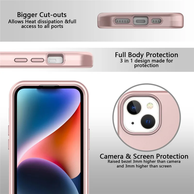 GW03 Für Iphone 15 Hülle Rubberized TPU + PC Anti-fingerabdruck-telefonabdeckung - Roségold