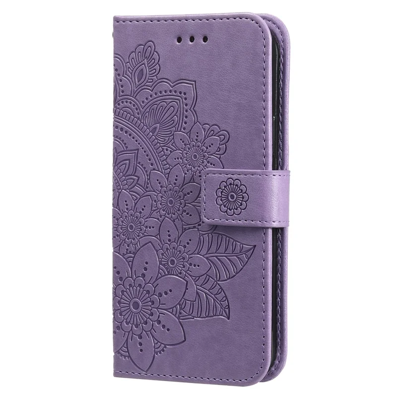 For Samsung Galaxy A15 5G Case Floral Pattern PU Leather Wallet Stand Phone Cover - Purple
