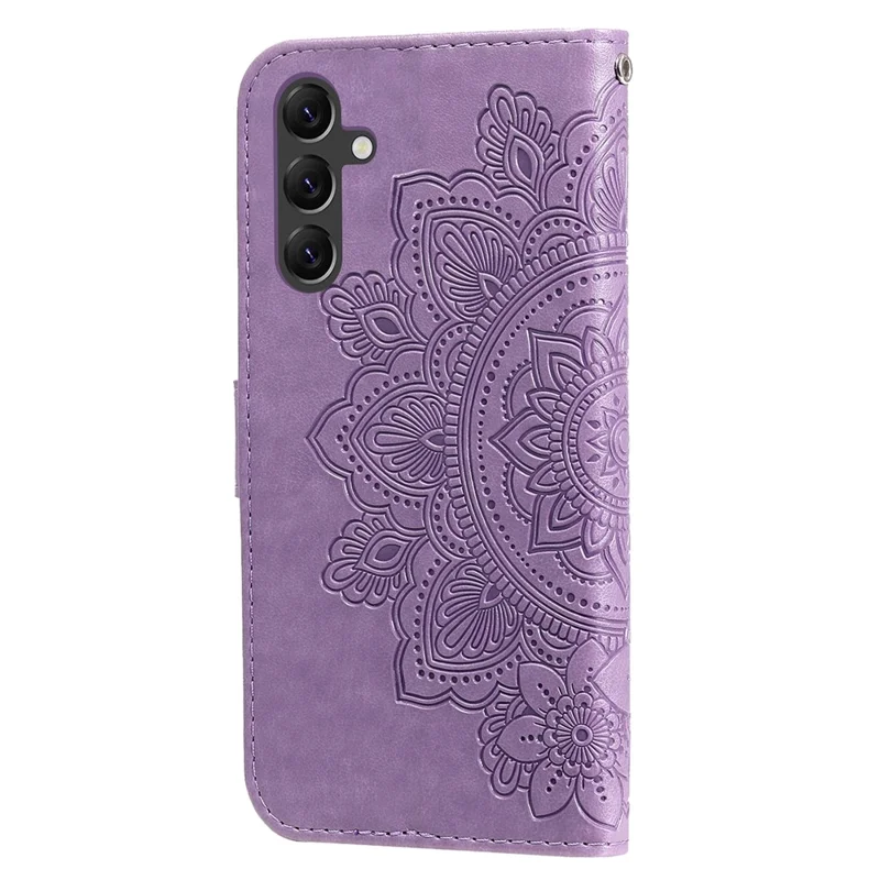 For Samsung Galaxy A15 5G Case Floral Pattern PU Leather Wallet Stand Phone Cover - Purple